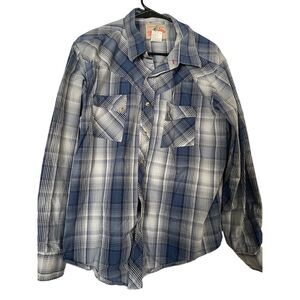 Wrangler Men's Western Collared Long Sleeve Buttons Up Plaid Shirt Size XL